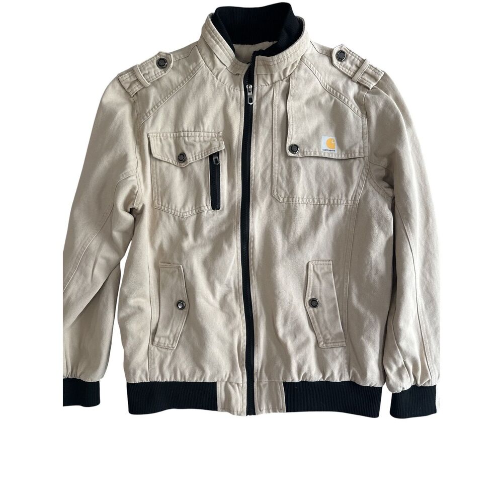 Carhartt Men’s Canvas Bomber Jacket Beige Khaki Size 2XL Heavyweight Flight Coat